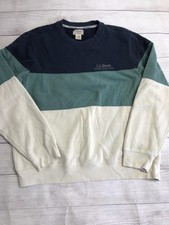 L.L.Bean Sweatshirt Mens Large Multicolor Stripe Fleece Crewneck Pullover Logo