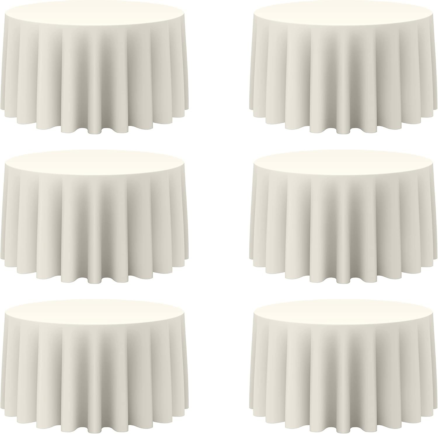 6 Pack Ivory Round Tablecloths 120 Inch - Circle Bulk Linen 