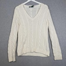 Vintage Lauren Ralph Lauren Women's Size Large Cable Knit Pullover Sweater White