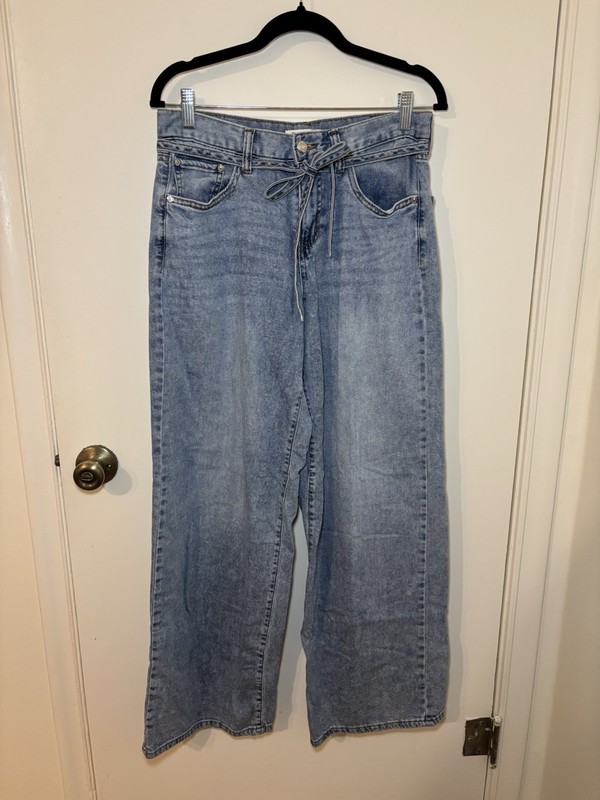 OAT NY Cloud Luxe High Rise Wide Leg Jeans Light Wash 6/28