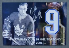 Dick Duff Signed Career Achievements Toronto Maple Leafs 4 x 6 Photo *HAS BEND*