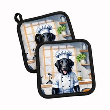 Caroline's Treasures Flat-Coated Retriever The Chef Pair of Potholders