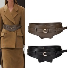 High-Grade Ture Leather Dual Purpose Girdle Wide Belt Women Overcoat Accessories
