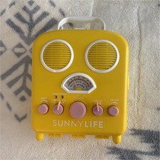 Sunnylife Beach Yellow Portable AM/FM Radio Bass Control Aux Headphone