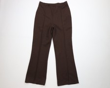 Vintage 70s Streetwear Womens 16 Geometric Knit Bell Bottoms Pants Brown USA