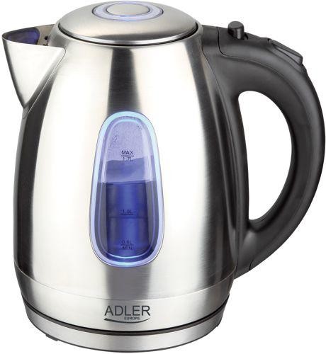 Adler AD1223 bollitore elettrico 1,7 L 2000 W Nero, Acciaio inossidabile