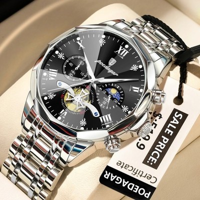 Reloj Para Hombre Casio Resistente Al Agua Acero Inoxidable Hora Mundial Oro De
