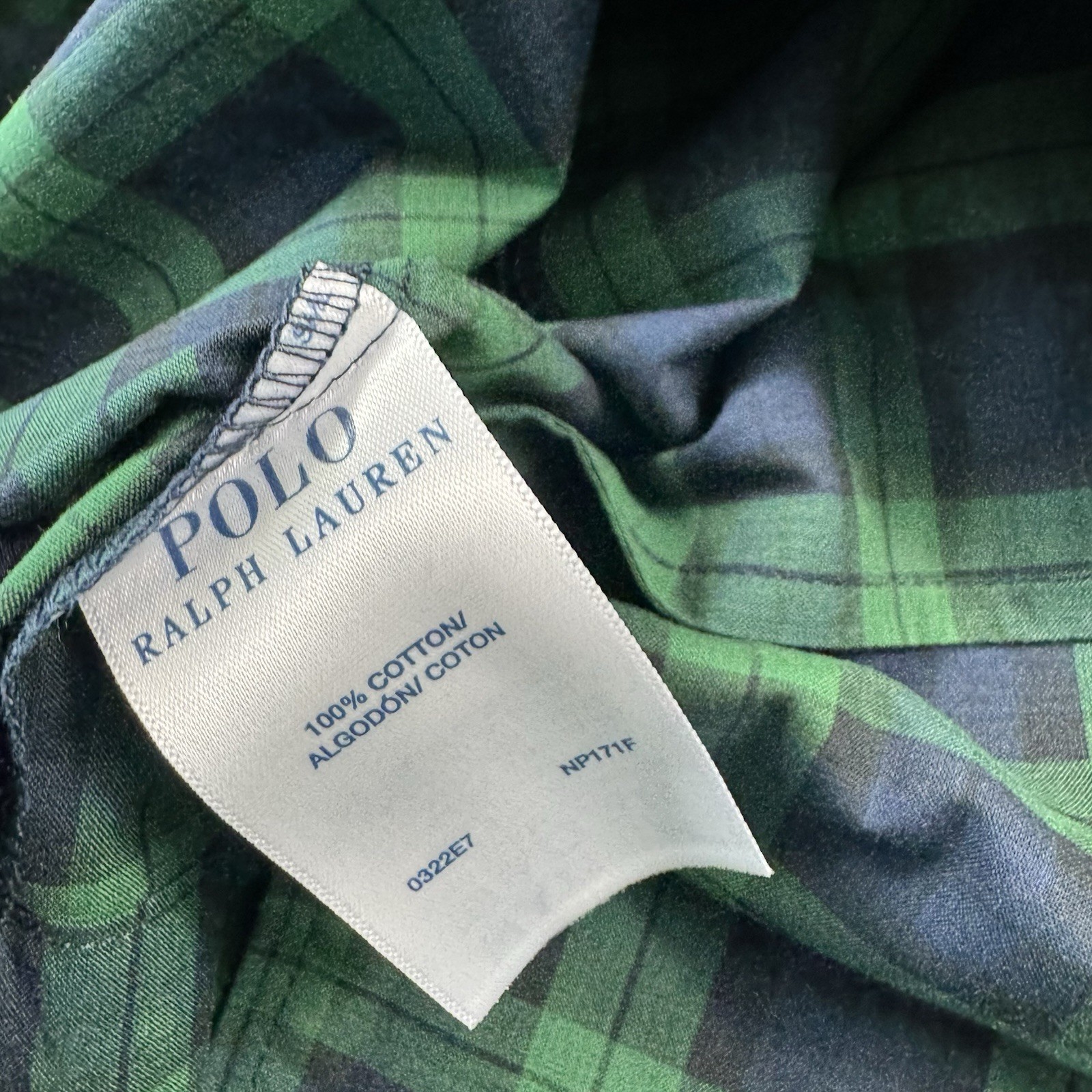 Flolded Robe Polo Ralph Lauren Mens Blue Green Checked Cotton Robe Pajama S/M NP171F ...