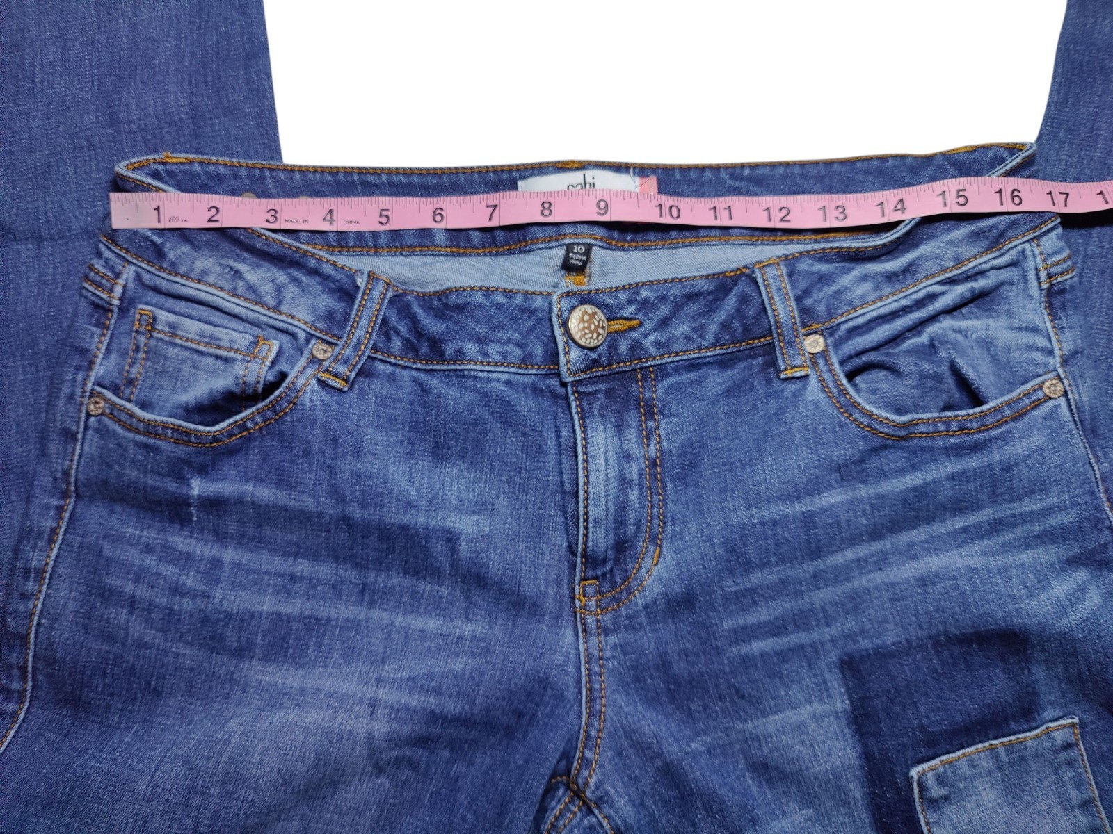 Cabi Patchwork Boho Tapered Stretch Mid Rise Jean… - image 4