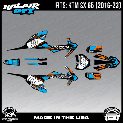 Graphics Kit for KTM 65SX SX65 (2016-2023) Rugged Series - Cyan