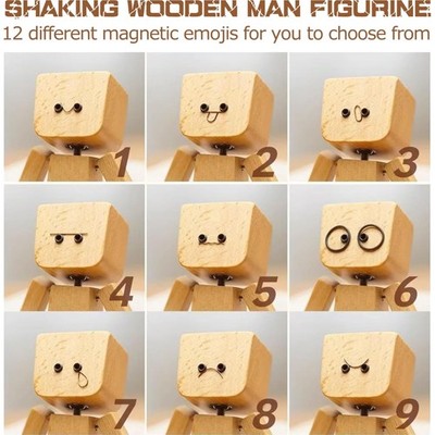 Charming Shaking Feet Wooden Man Figurine, Little Wooden Statue that Sways, C...