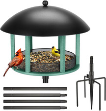 Large Platform Bird Feeder for Outside, Tray Bird Feeder with Weather Protective