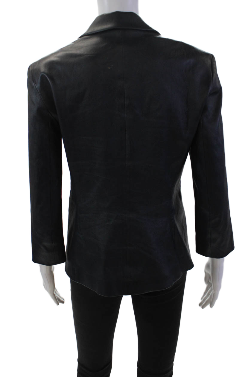 FILA Giacca blazer donna The Row pelle di agnello colletto manica lunga bottoni blu navy taglia 8