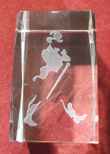 Johnnie Walker Promotional Solid Glass Heavy Paperweight with Laser Etched Logo!