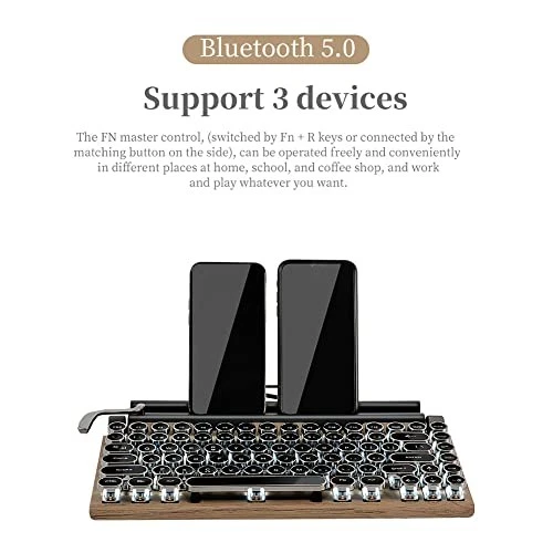 83-Key Mechanical Keyboard - Retro Typewriter Wireless Bluetooth Gaming  - Image 4 of 4