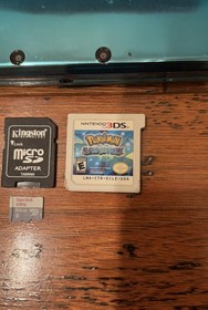 Nintendo 3DS Aqua Blue System w/ Pokemon Alpha Sapphire TESTED 64GB SD + Charger