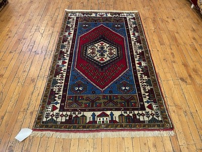 1900-1939 Antique Rich Old Dyes-Multi-Colored Wool Tribal Dowry Rug 3 2 x 5 3 