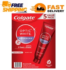 Colgate Optic White Advanced Teeth Toothpaste Whitening Toothpaste 5 Pack 4.2oz