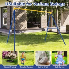 Kids Double Swing Set A-Frame Metal Swings Stand with Belt Swing and Nest Swing