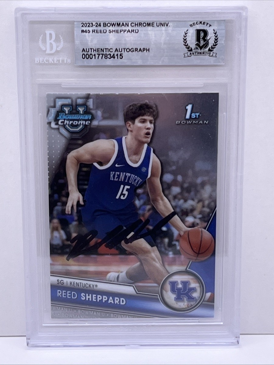 Reed Sheppard Signed 1st Bowman U Chrome Rookie RC Beckett BAS 