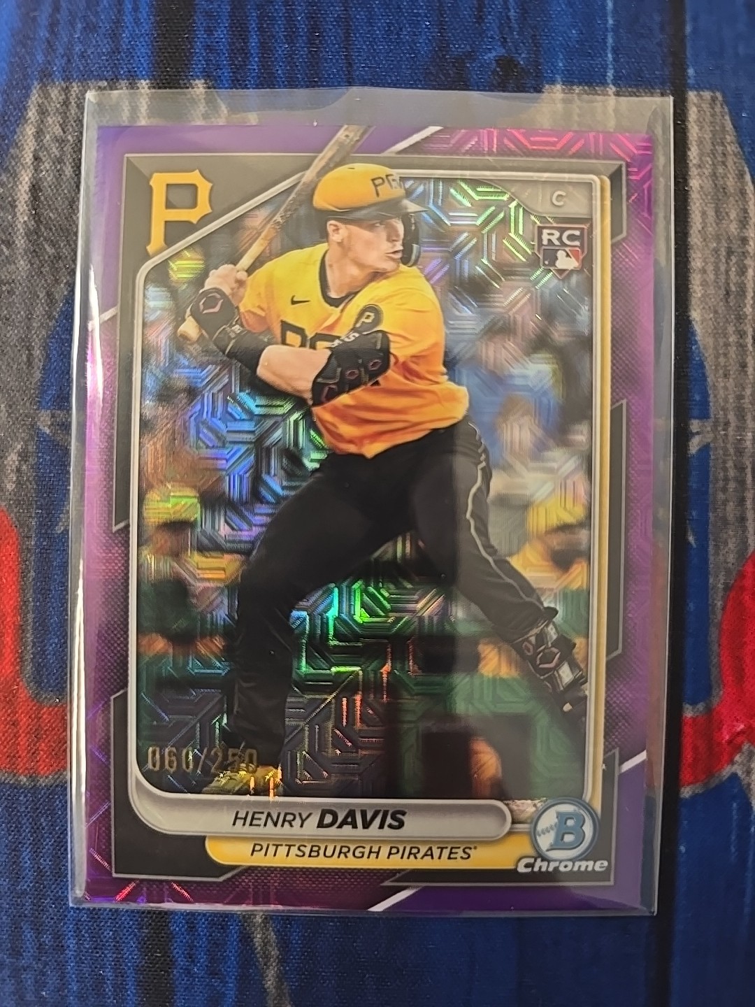 Henry Davis 2024 Bowman Chrome Purple /250 Mega Box Mojo Refractor #7 Pirates