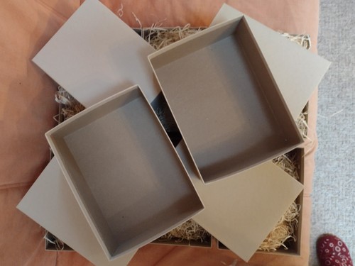 6 Large Plain Kraft Strong Lidded Cardboard Gift Boxes With Wood Wool Filling - Bild 10 von 10