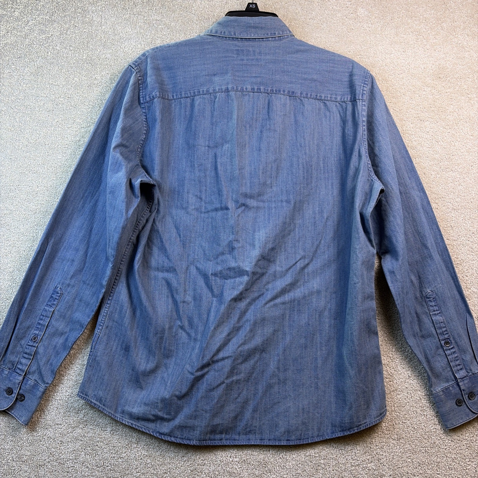 Marc Anthony Shirt Men Medium Blue Denim Long Sleeve Slim Fit Button Front NEW