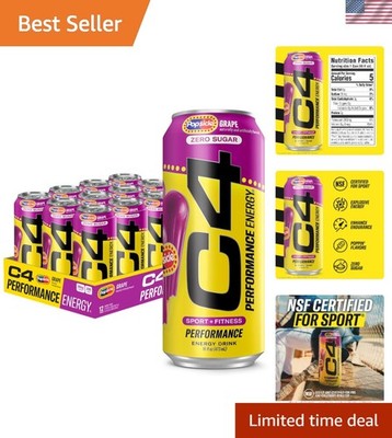 NSF-Certified C4 Grape Popsicle Energy Drink, 200mg Caffeine, 16 Oz (12 Pack)