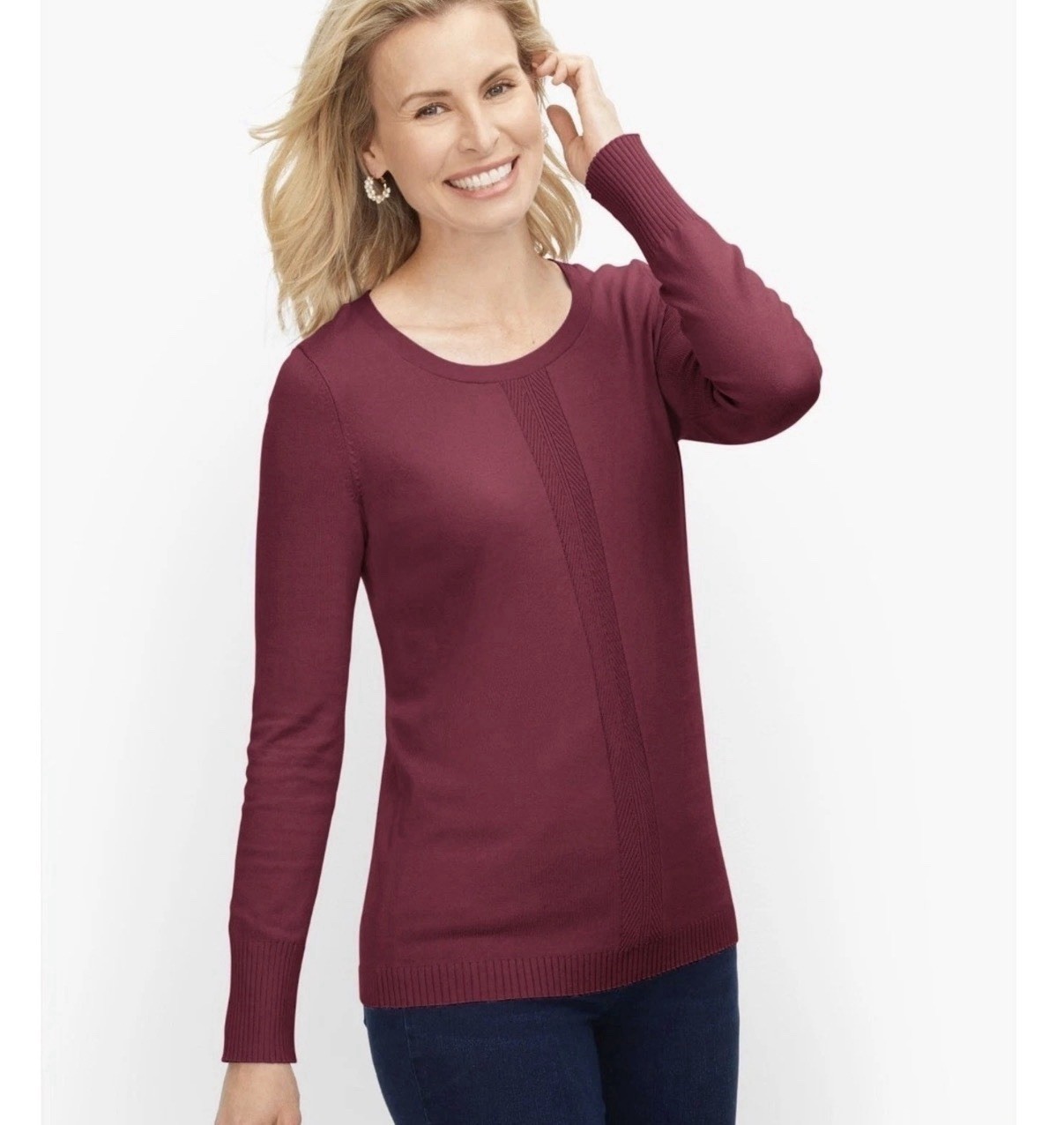 Talbots Women’s XL Lightweight Cotton Breathable Knit Sweater Burgundy