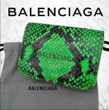 Balenciaga Vhtf Tri-Fold Wallet Everyday Python Embossed Green Compact Limited