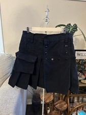 Utility Kilt Men's Sz Small Scottish Black Canvas Cargo Pockets Practikilt