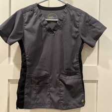 Women  s Tori Belle XS Grey Scrub Top Short Sleeve Pockets Scrubs Uniform