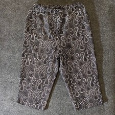 ALIA Pants Womens 14 Black White Paisley Capri Cropped Elastic Waist Pockets