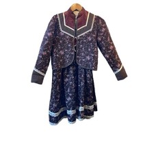 Vtg 70s Gunne Sax Prairie Two Piece Quilted Jacket  Skirt Brown Floral Sz  10  