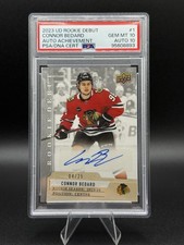 CONNOR BEDARD PSA 10/10 ROOKIE /25 AUTO 2023 Upper Deck UD Debut - BlackHawks ✅✅