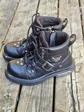 Harley Davidson Motorcycle Boots Mens 9.5 8.5 Black Leather Steel Toe - READ