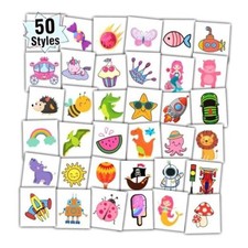 Individually Wrapped Sheets Kids Temporary Tattoos, Birthday Party Mixed