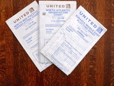 3 VINTAGE UNITED AIRLINES FLIGHT CREW PLOTTING/ORIENTATION CHARTS 2005/08/18