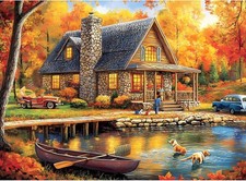 300 Piece Puzzles for Adult Jigsaw Yellow Forest Boat Puzzle 300...
