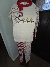 Hannah Andersson Peanuts Snoopy Youth 10 PJs Organic Cotton 2pc Holiday