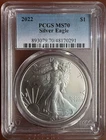 2022 PCGS MS70 American Silver Eagle 1 oz .999 Fine Silver Dollar