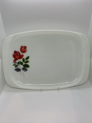 Vintage JAJ Pyrex June Rose Serving Platter 1960s - 38x26cm