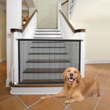 Dog Mesh Gate 29 x 38 in Black Polyester 1 Pack for Stairs and Doorways