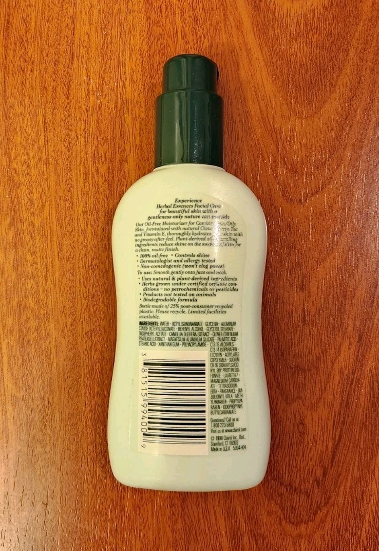 New Clairol Herbal Essences Oil Free Moisturizer Clarifying oily Skin Green Tea