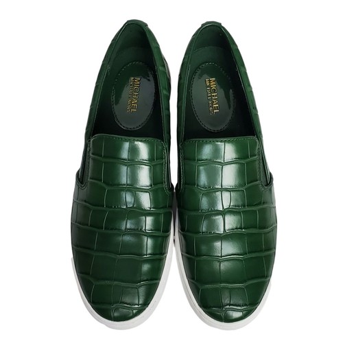 Michael kors keaton womens size 6 M crocodile embossed slip on sneakers green - Picture 9 of 12