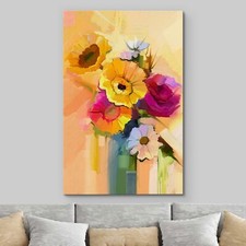 Wall26 Flowers Canvas Print Pastel Daisies in Vase Colorful Wall Art