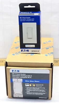 (6) NEW EATON Wi-Fi SMART DECORATOR SWITCHES 1 POLE/3-WAY WHITE WFSW15-W-SP-L