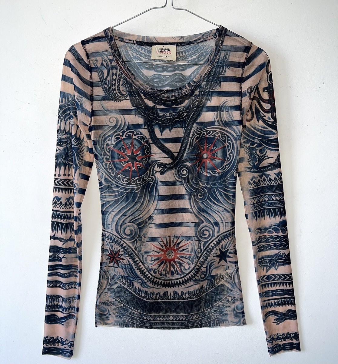 新品未使用 XG Tattoo Mesh Top Balenciaga tattoo-print Mesh Top | Neutrals | FARFETCH AU