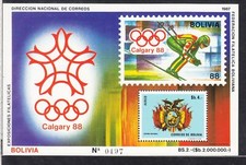Bolivien Sc C320 (Schein) NH Block von 1988 - seltene Olympia Ausgabe