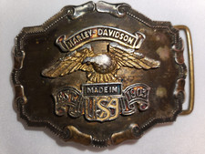 Vintage Harley Davidson Made in USA Eagle Est 1903 Brass Belt Buckle 1970's